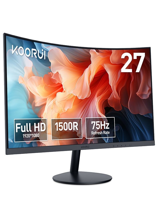 27-Inch Curved Business Monitor – Full HD 1920 x 1080, 75Hz Refresh Rate, sRGB 99% Color Gamut, 3000: 1 Static Contrast, 16.9 Screen Ratio, 16.7m Maximum Color, Tilt Adjustable, HDMI and VGA, Cinema mode, Eye Protection, RTS, FPS | 27N5CA