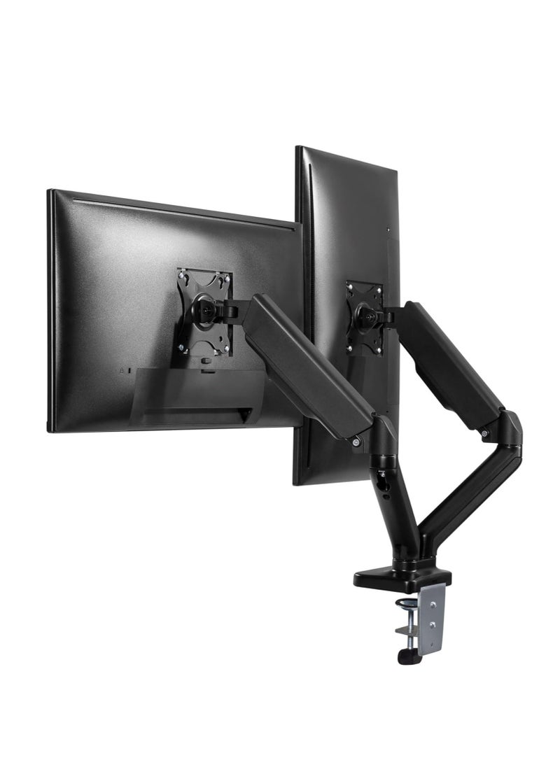 HOMEY TECH Spring-Assisted Dual Monitor Arm, Counterbalance Mechanical Monitor Arm, Clamp-On Dual Monitor Desk Mount for 17