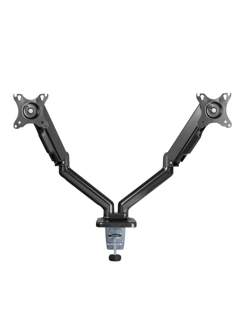 HOMEY TECH Spring-Assisted Dual Monitor Arm, Counterbalance Mechanical Monitor Arm, Clamp-On Dual Monitor Desk Mount for 17