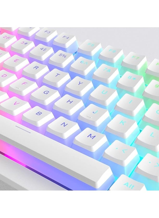 PBT Keycaps Double Shot Light Transmission Pudding Keyboard Caps Full Set Suitable for Mechanical Gaming Keyboard (White Pudding)