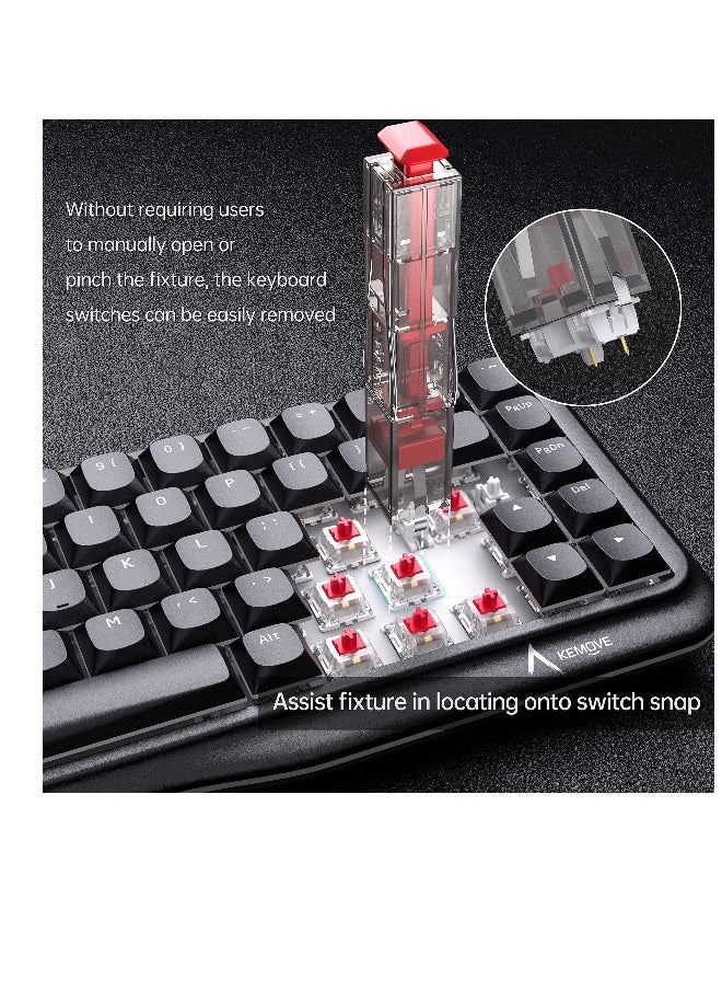 2-in-1 Switch Puller, Keycap Puller for Mechanical Keyboard, 304 Stainless Steel Key Cap Removal Tool, Easily Remove and Replace Gaming Keyboard Switches and keycaps, Black Translucent