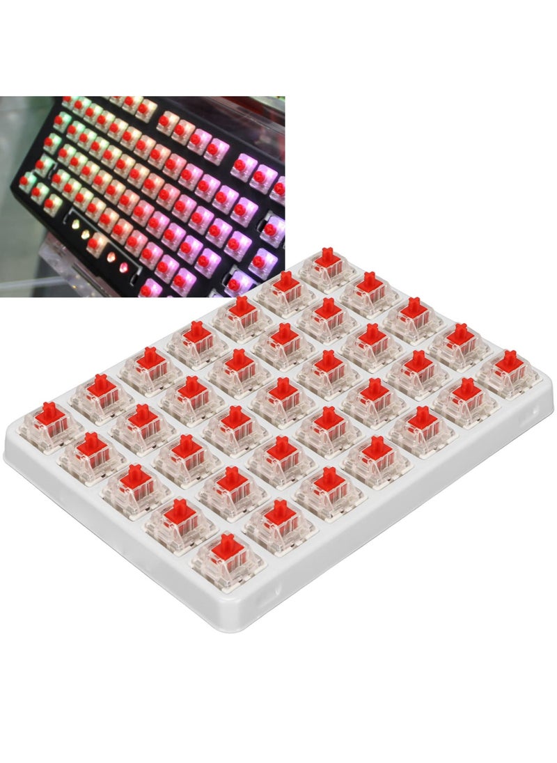 Pack 32 Red Switches 3 Pin Key Switch, DIY Replaceable Switches or Cherry MX switches, RGB LED G Pro Switches for Mechanical Keyboard