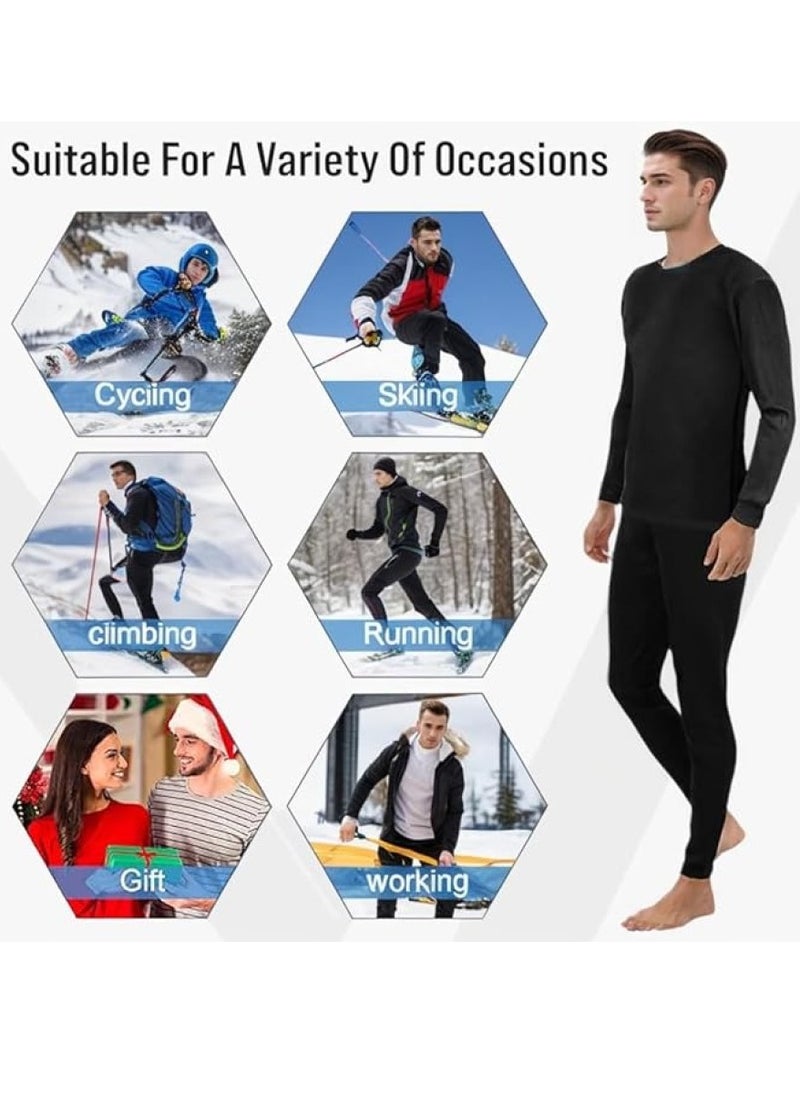 Men Thermal Underwear Set Men Thermal Base Layer Long Sleeve pajama Thermal Long Johns Set for Skiing Training Hiking Outdoor Sports M