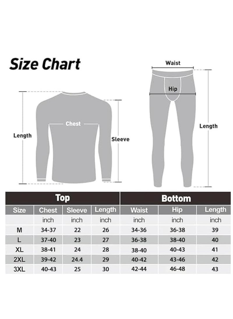 Men Thermal Underwear Set Men Thermal Base Layer Long Sleeve pajama Thermal Long Johns Set for Skiing Training Hiking Outdoor Sports M