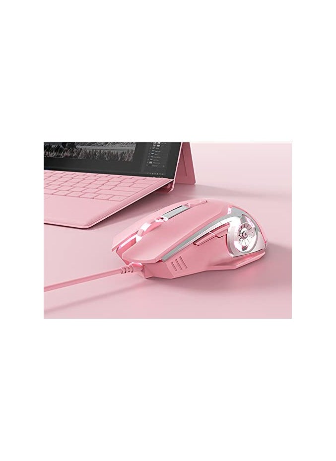 AJ120 Wired Gaming Mouse, Ergonomic LED Backlit USB Gamer Mice Computer Laptop PC, for Windows Mac Linux OS, Pink