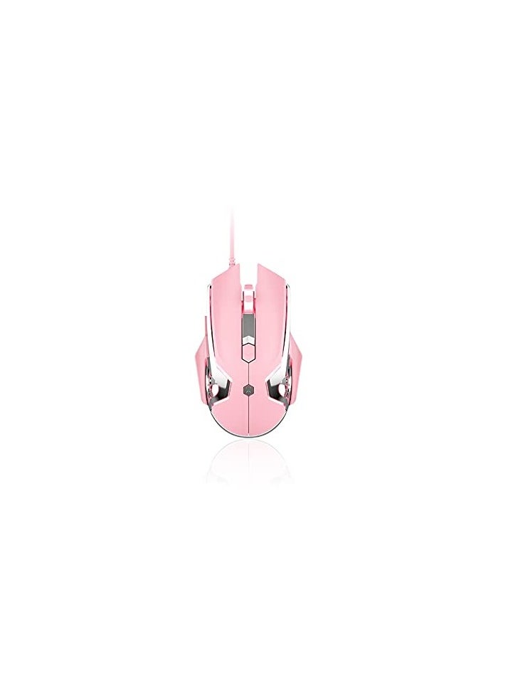 AJ120 Wired Gaming Mouse, Ergonomic LED Backlit USB Gamer Mice Computer Laptop PC, for Windows Mac Linux OS, Pink