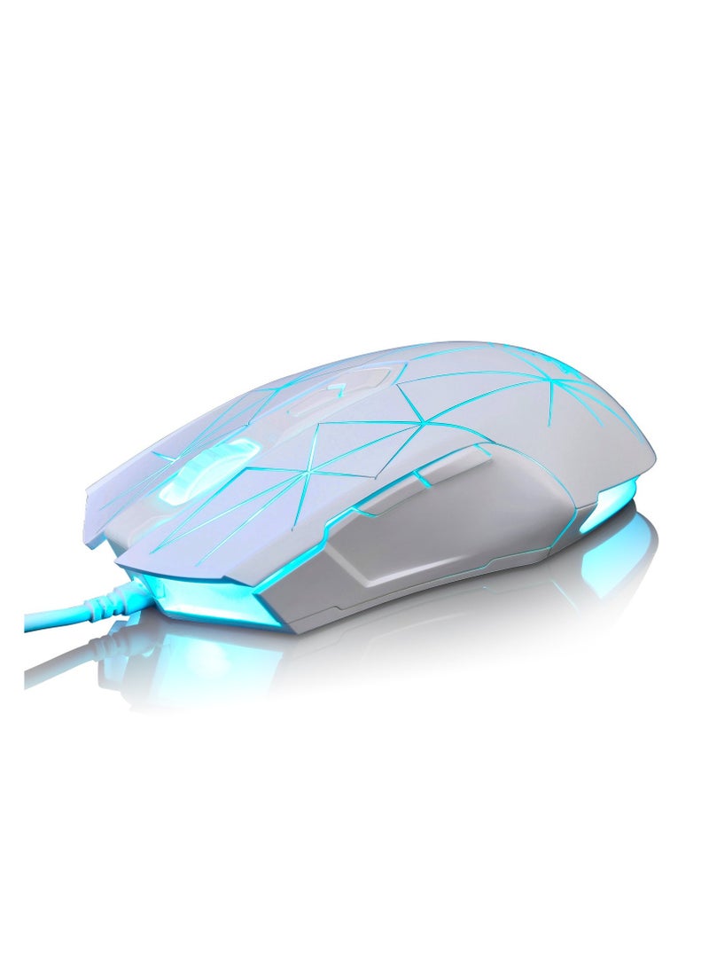 AJ52 Watcher RGB Gaming Mouse, Programmable 7 Buttons, Ergonomic LED Backlit USB Gamer Mice Computer Laptop PC, for Windows Mac Linux OS, Star White