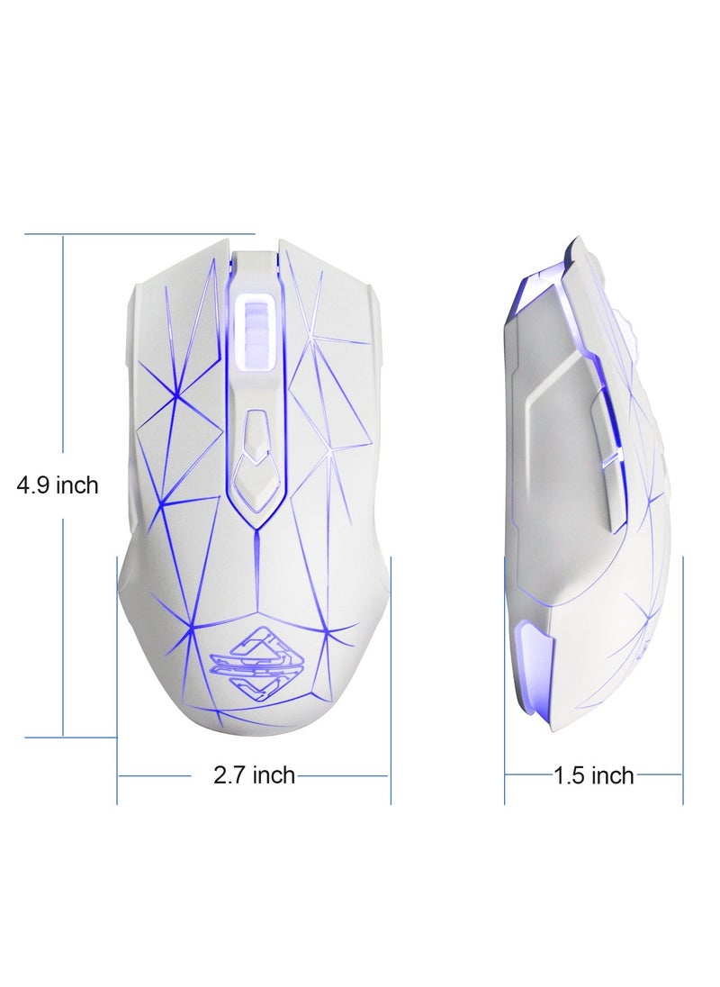 AJ52 Watcher RGB Gaming Mouse, Programmable 7 Buttons, Ergonomic LED Backlit USB Gamer Mice Computer Laptop PC, for Windows Mac Linux OS, Star White