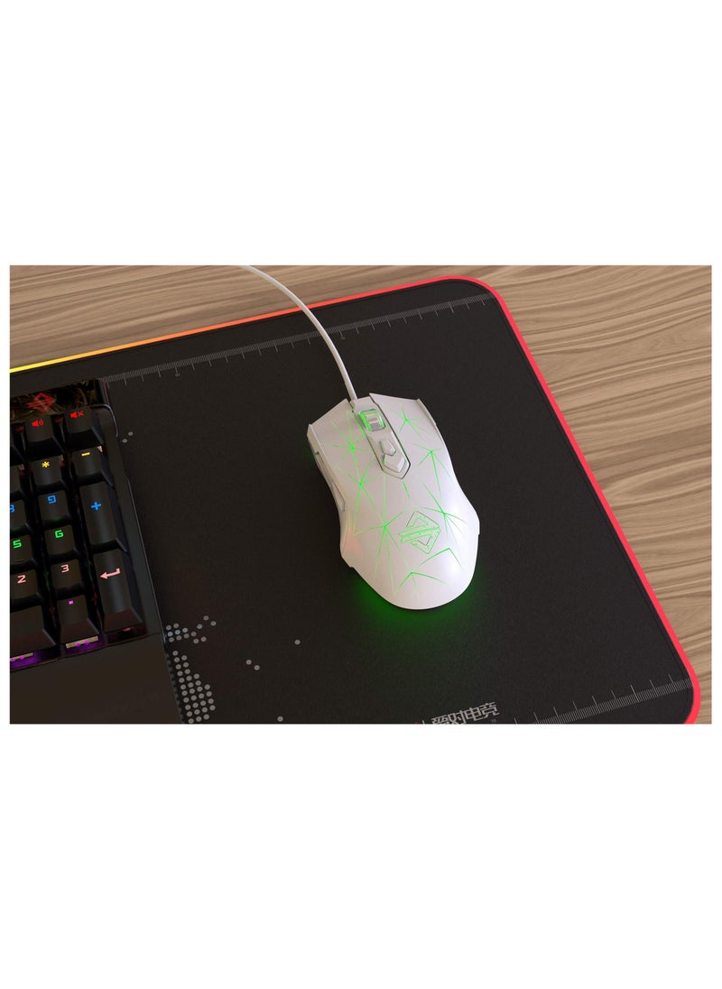 AJ52 Watcher RGB Gaming Mouse, Programmable 7 Buttons, Ergonomic LED Backlit USB Gamer Mice Computer Laptop PC, for Windows Mac Linux OS, Star White