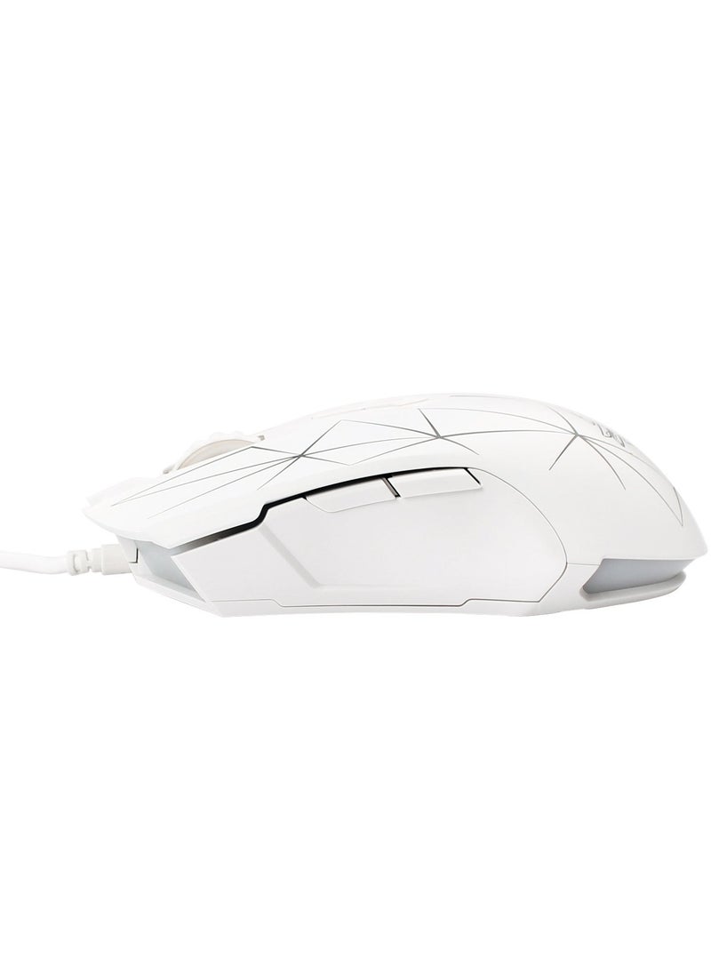 AJ52 Watcher RGB Gaming Mouse, Programmable 7 Buttons, Ergonomic LED Backlit USB Gamer Mice Computer Laptop PC, for Windows Mac Linux OS, Star White