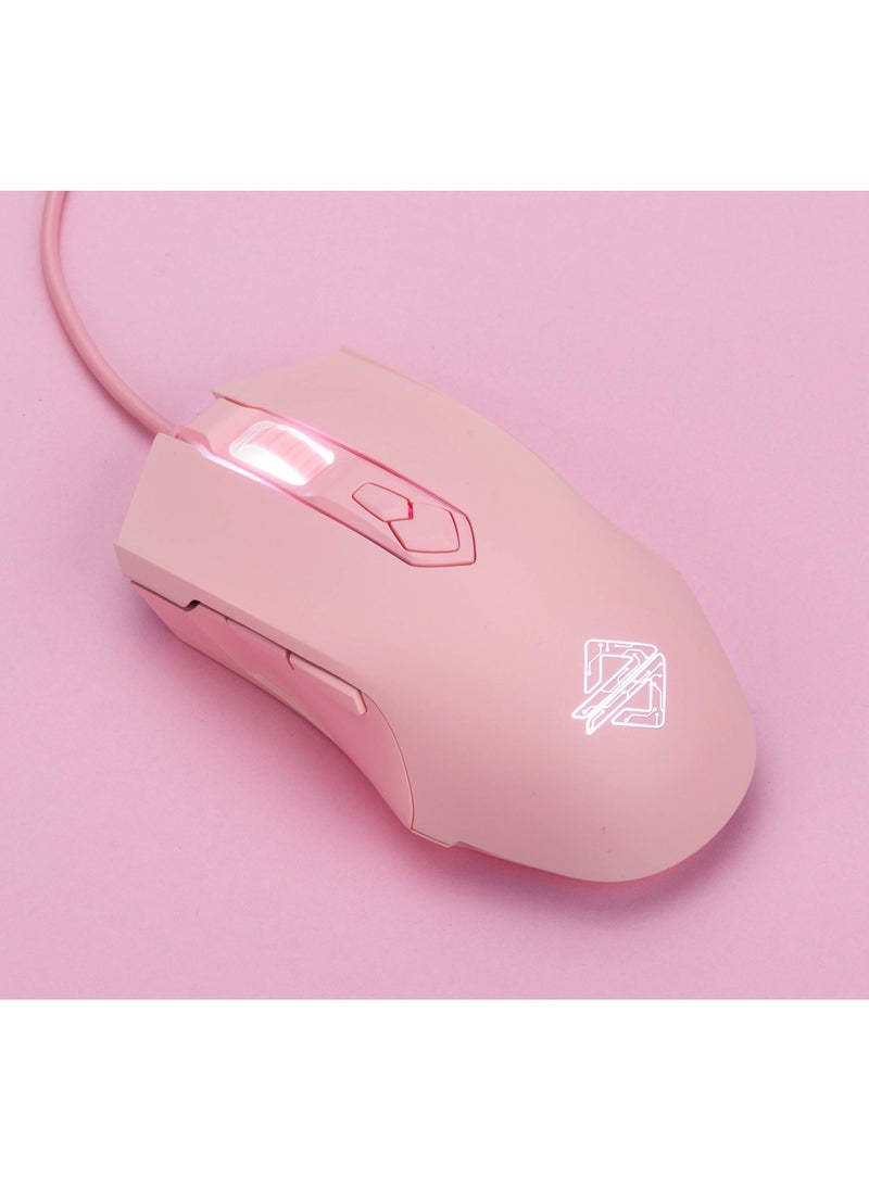 AJ52 Watcher RGB Gaming Mouse, Programmable 7 Buttons, Ergonomic LED Backlit USB Gamer Mice Computer Laptop PC, for Windows Mac OS Linux, Pink