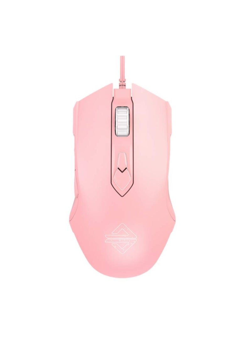 AJ52 Watcher RGB Gaming Mouse, Programmable 7 Buttons, Ergonomic LED Backlit USB Gamer Mice Computer Laptop PC, for Windows Mac OS Linux, Pink