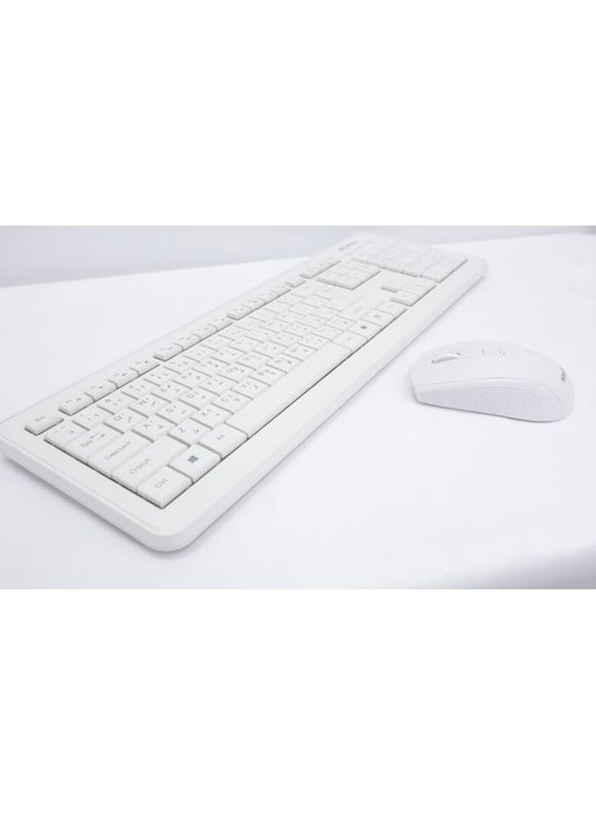 Wireless Keyboard And Mouse Set - English/Arabic White