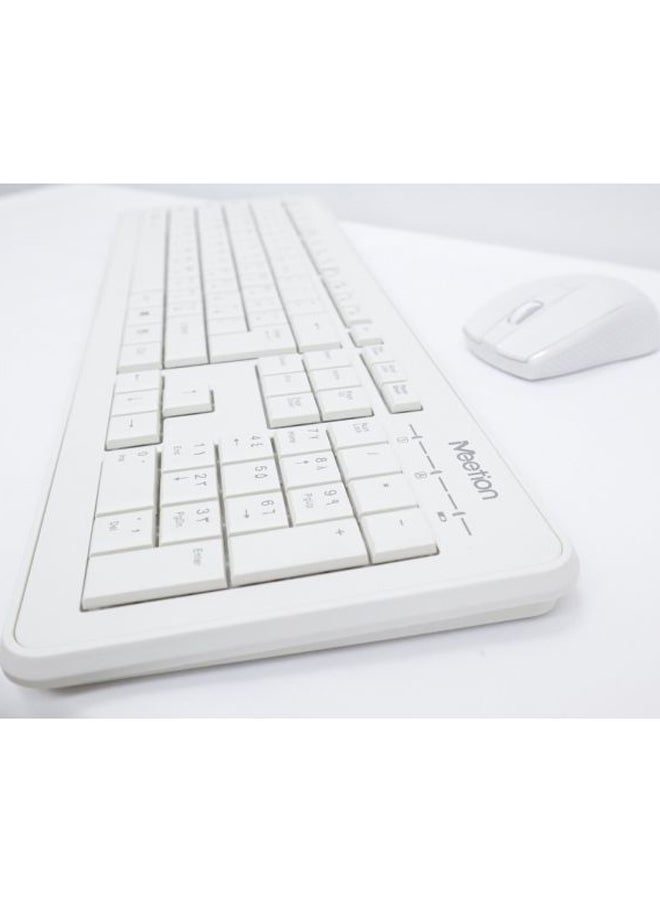 Wireless Keyboard And Mouse Set - English/Arabic White