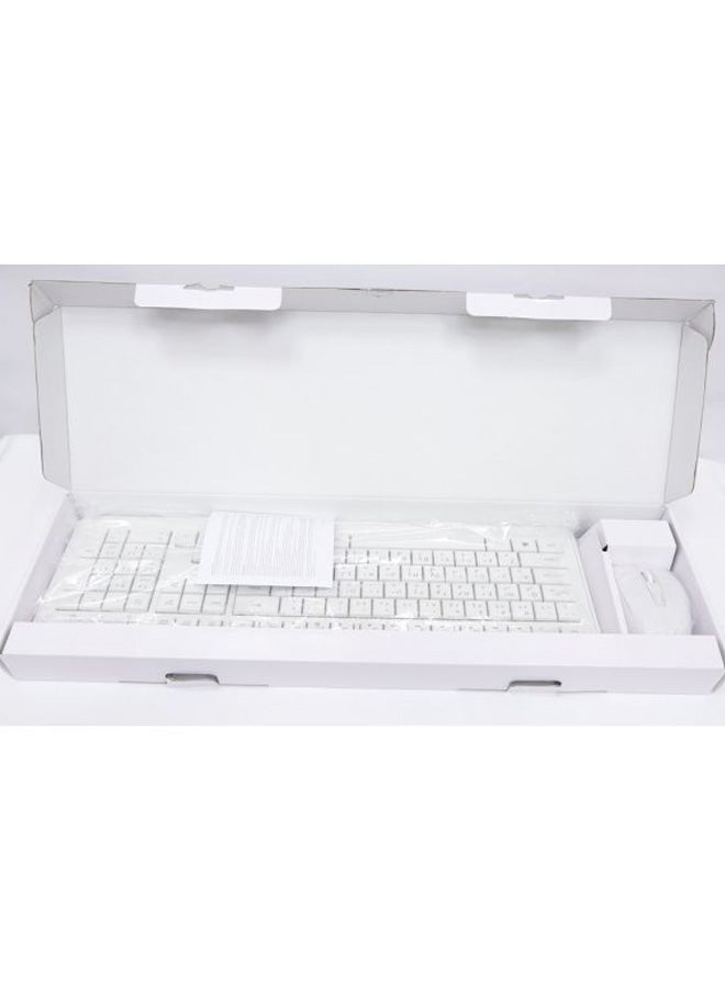 Wireless Keyboard And Mouse Set - English/Arabic White