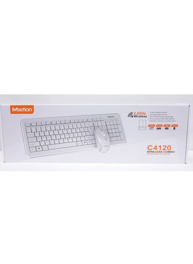 Wireless Keyboard And Mouse Set - English/Arabic White