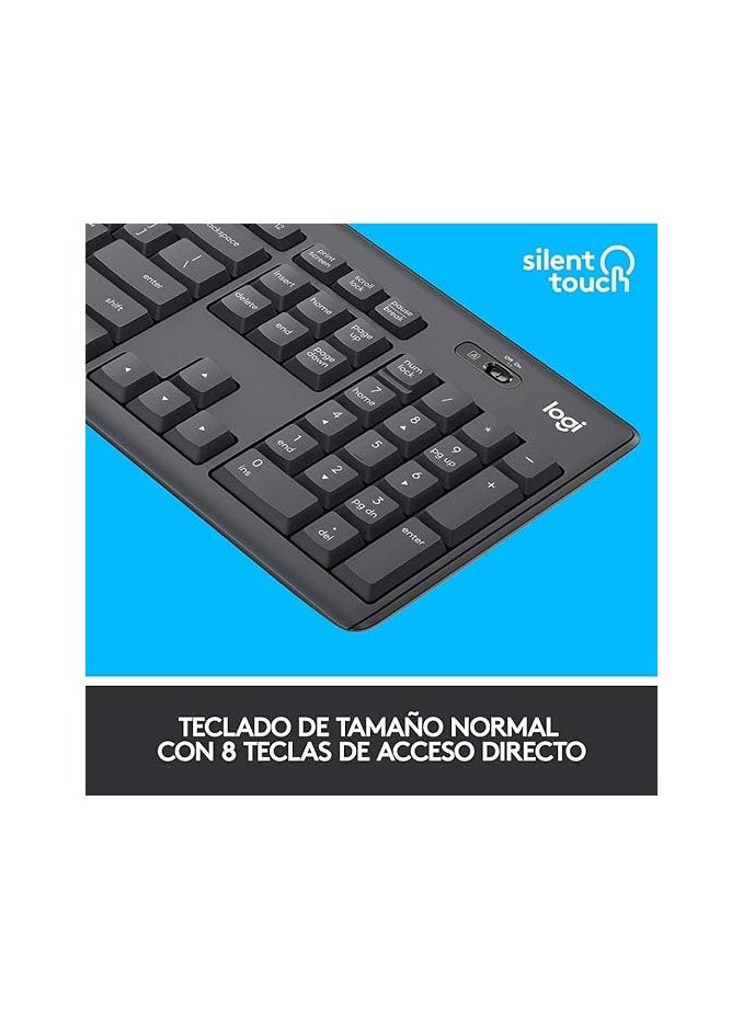 Logitech MK295 Silent Wireless Keyboard Mouse Set Combo (Black)