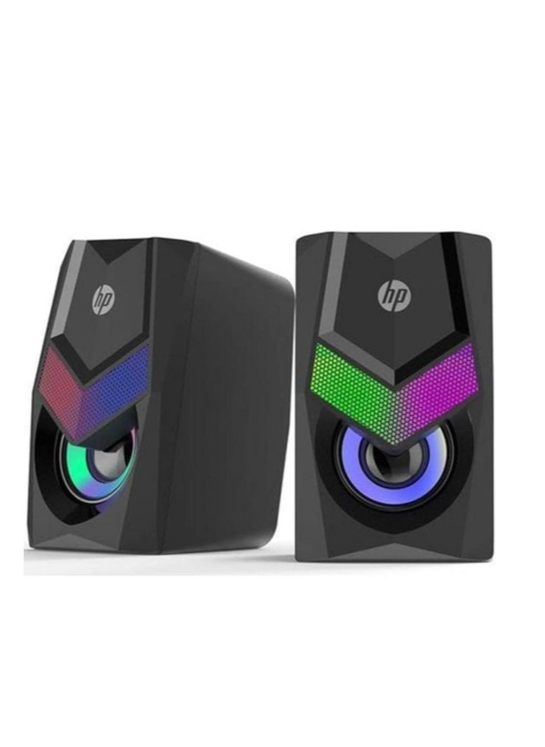 DHE-6000 WIRED SPEAKER RGB BACKLIGHT AUDIO PLAYER MULTIMEDIA STEREO MINI 360 SURROUND SOUND SUBWOOFER (BLACK)