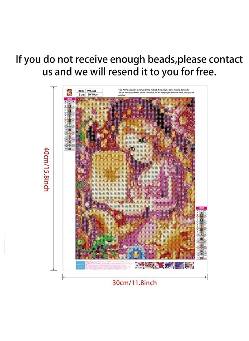 Princess 5D Diamond Painting Kit - Full Drill Rhinestone Embroidery Art for Home Wall Decor (11.8x15.8 inch) - DIY Cross Stitch Craft