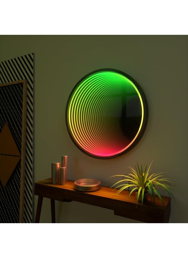 Besty Home Portal Infinity Mirror Wall Night Light Decor Magic Mirror Smart Led Wall Lamp Rgb Wifi Mobile App Smart Life Alexa (Round, 70 Cm)