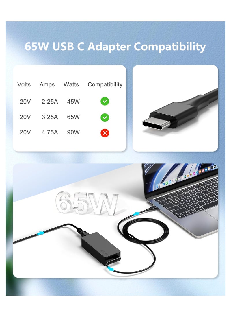 65W 45W USB C Laptop Charger شاحن لابتوب for Thinkpad Yoga Chromebook, HP Chromebook Spectre X360 ProBook, Dell Chromebook Latitude XPS, Asus, Acer, Samsung, Google, HUAWEI Type C Power Cord