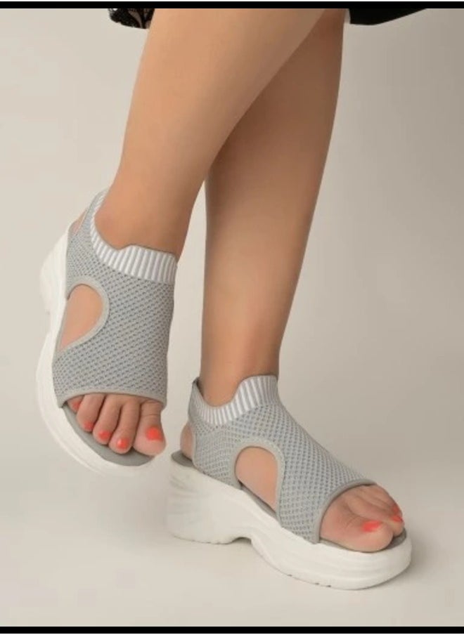 Lightweight Comfortable Daily Wear & Trendy Flatforms Grey Sandals for Women & Girls