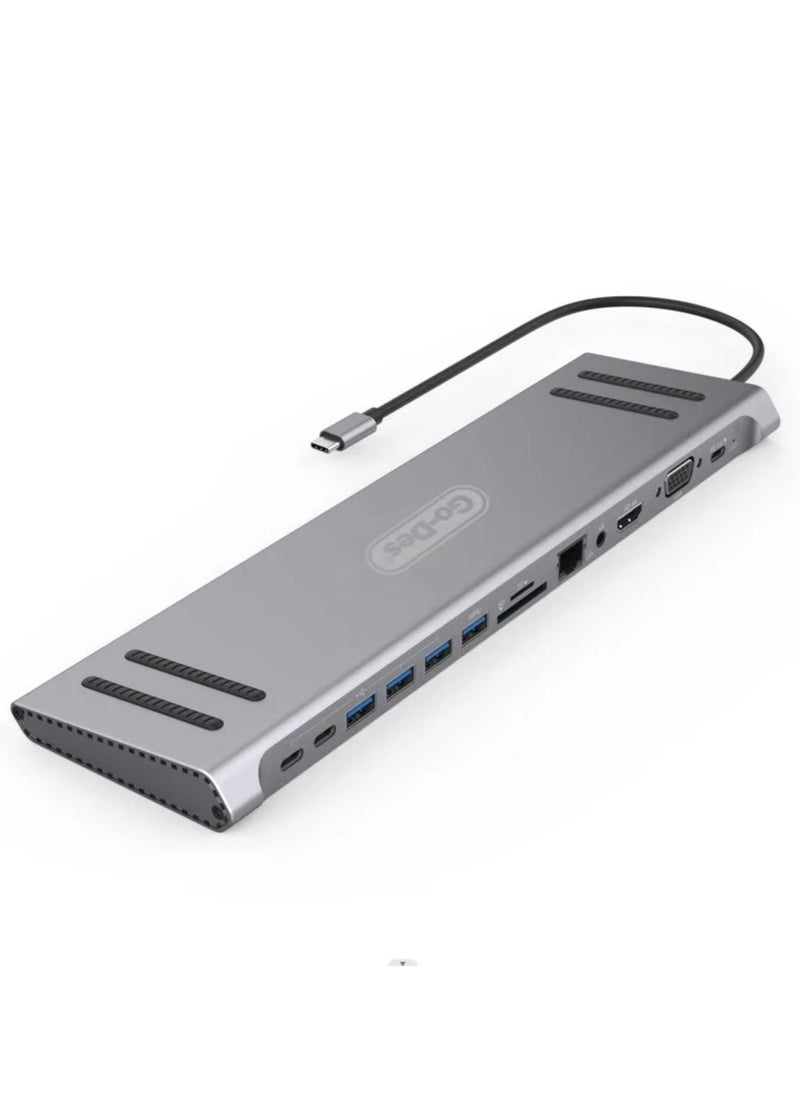 Go-des 14 In 1 USB C Type-c Hubs Docking Station Silver