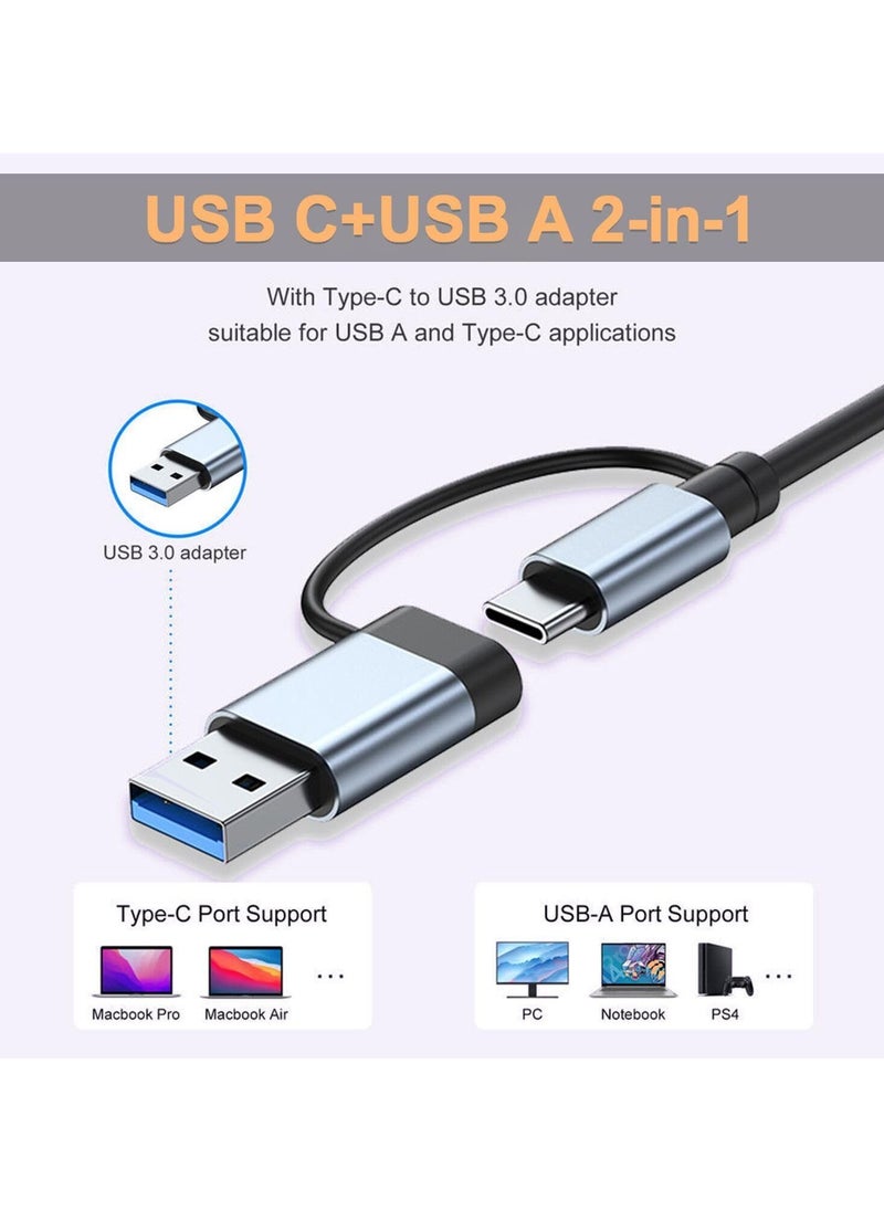 USB C Hub Extender Type C Multiport Adapter USB Hub to 4K HDMI Data Hub USB 3.0 Hub with SD/TF Card Reader Portable USB Hub Splitter Laptop Docking Station Accessories for MacBook, PC, iPad