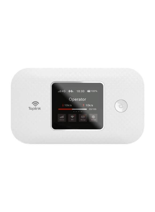 MR57 Ultra 4G Pocket Mobile Wi-Fi Router With 4600mAh Battery ，LTE Cat4, Connects Up 12 Users,300Mbps Wireless(White)