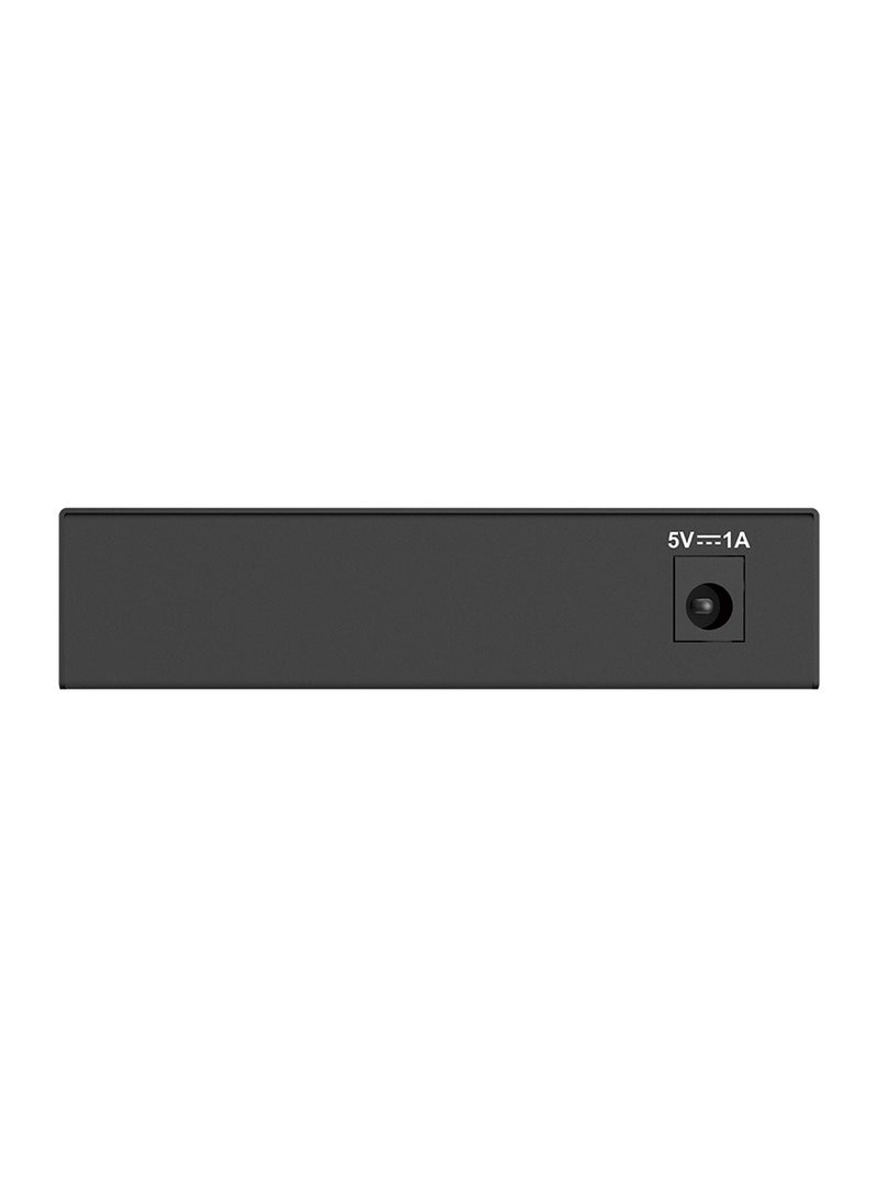 DGS-105GL 5-Port Gigabit Ethernet Switch, Unmanaged, 10 Gbps Switching Capacity, Metal Housing, Fanless, Energy-Efficient with 802.3az Support, Jumbo Frame, 2K MAC Address, 8 QoS Queues per Port, Desktop Form Factor Black