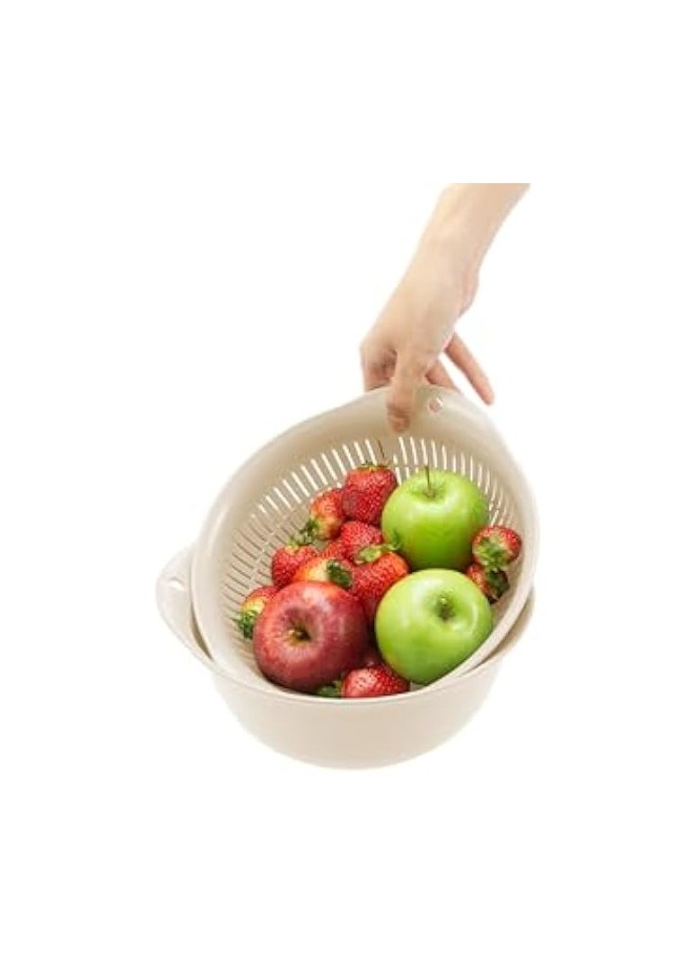 2in1 Bowl and Colander Set 23cm / Food Strainers | Kitchen Strainer | 2 In 1 Detachable Multi Function Mixing Bowl | For Fruits and Vegetable Cleaning and Storage