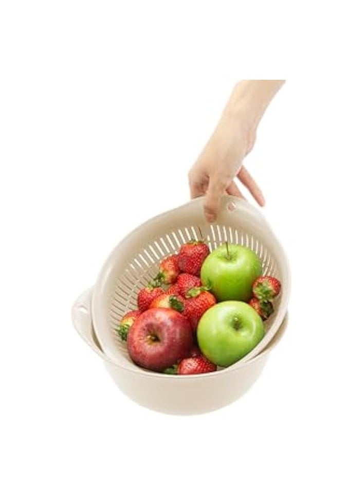 2in1 Bowl and Colander Set 23cm / Food Strainers | Kitchen Strainer | 2 In 1 Detachable Multi Function Mixing Bowl | For Fruits and Vegetable Cleaning and Storage