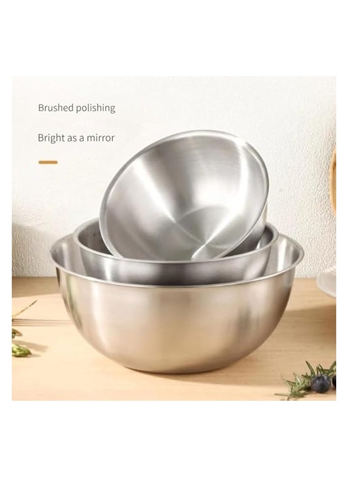 3 PCS Kitchen Nesting Bowl - Stainless Steel Mixing Bowls Set, Salad Bowl Set, Stackable Space Saving, for Serving, Salad, Marinating, Dough, Cooking, Baking & Food Storage