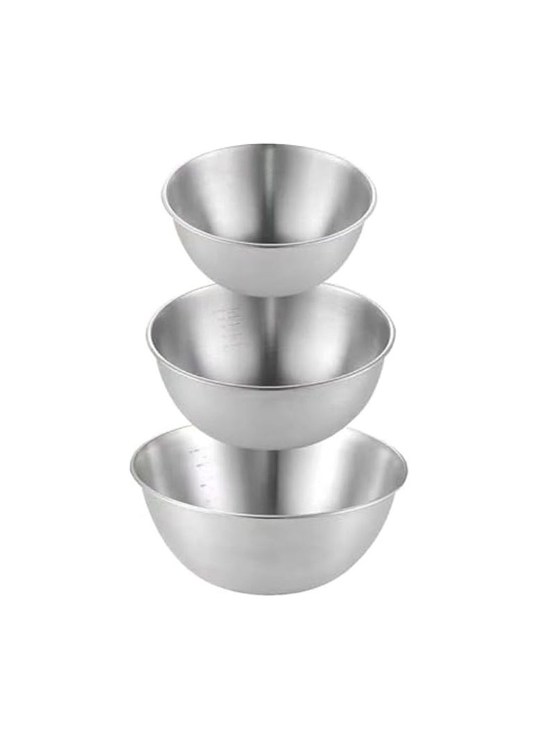 3 PCS Kitchen Nesting Bowl - Stainless Steel Mixing Bowls Set, Salad Bowl Set, Stackable Space Saving, for Serving, Salad, Marinating, Dough, Cooking, Baking & Food Storage