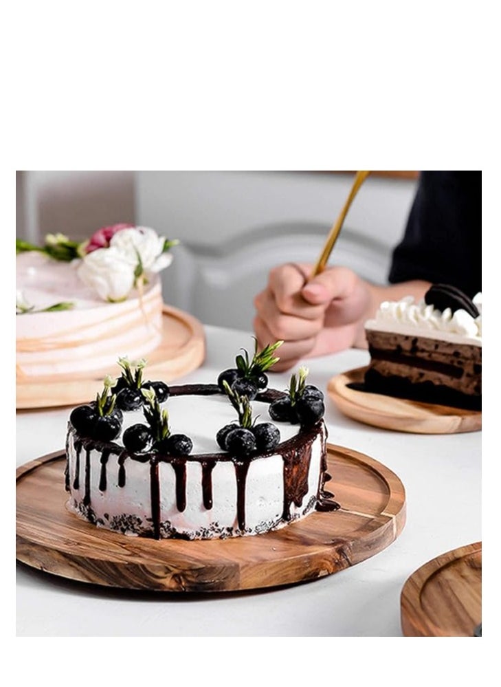 Rotating Cake Stand with Glass Dome Lid – Acacia Wood Cake Holder Plate for Display, Ideal for Weddings, Birthday Parties & Baking Gifts