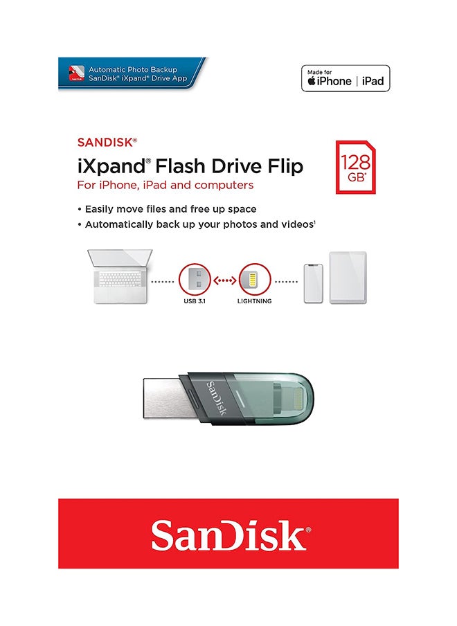 128Gb Ixpand Flash Drive Flip Usb 3.1 Gen 1 For Iphone/Ipad Sdix90N 128G Gn6Nn, Black, Gn6Ne 128 GB