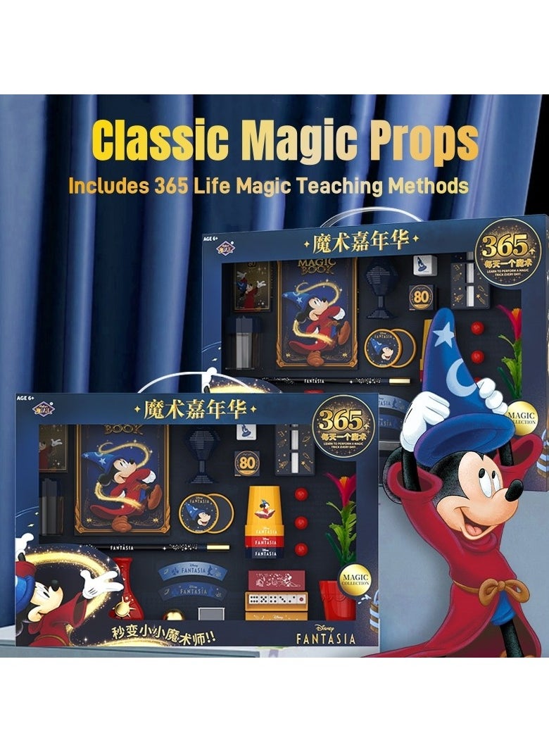 Disney Magic Tricks Mickey Mouse 15 IN 1 Carnival Magic Gift Box Simple Magic Prop Beginners Magic Kit For Kids Birthday Gift