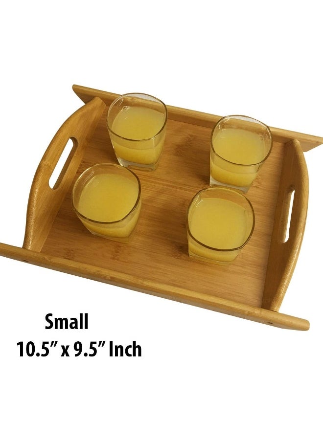 Souqoon Bpa® Wooden Bamboo Serving Tray Set, 3 Pieces, Handmade Appetizer Platters With Handles