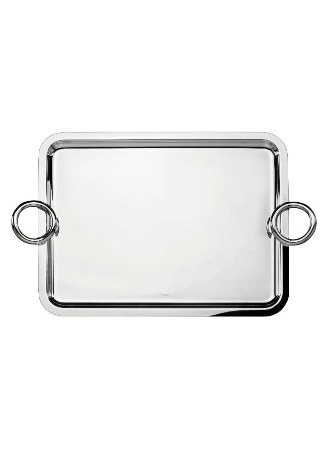 Stainless Steel Serving Tray with Round Handle Silver 56X40CM
