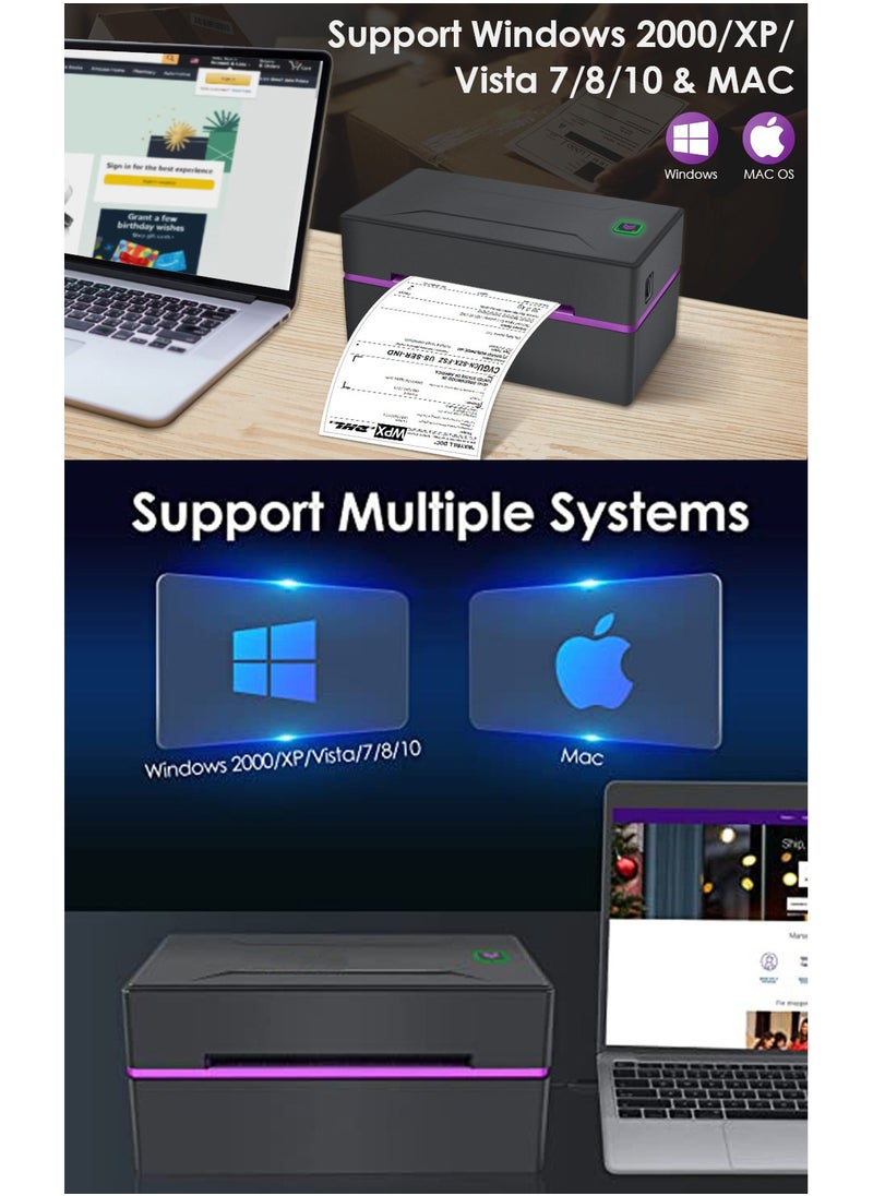 High-Speed Bluetooth Thermal Label Printer - Easy to Use, Compatible with Windows & Mac, Ideal for Shipping Labels, Logistics, Office, Home & Warehouse, Supports Various Label Sizes, No Ink or Toner Required