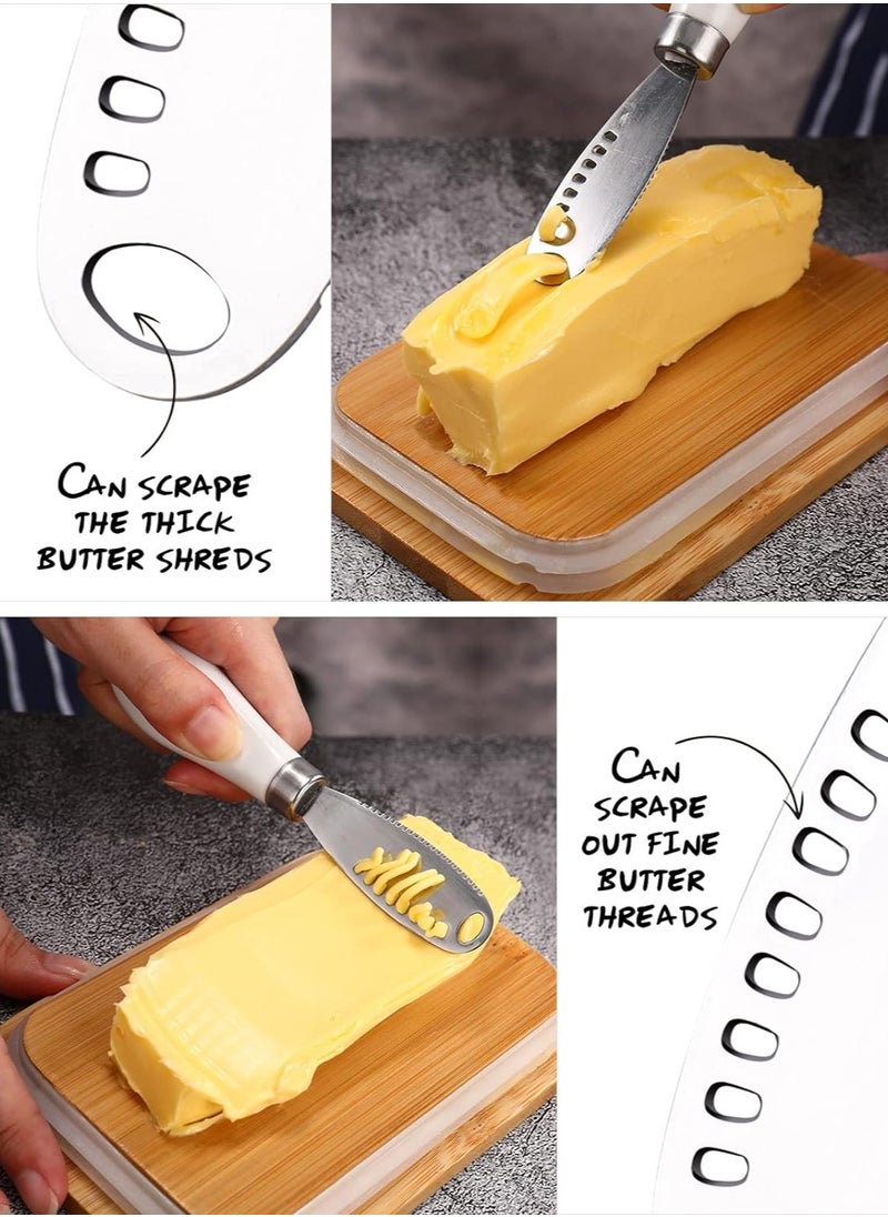 Butter Dish with Lid,Large Butter Dish for Countertop, Metal Butter Keeper with Stainless Steel Multipurpose Butter Knife,Large Butter Container, Butter Dish with lid, Ideal Kitchen Gift( White)