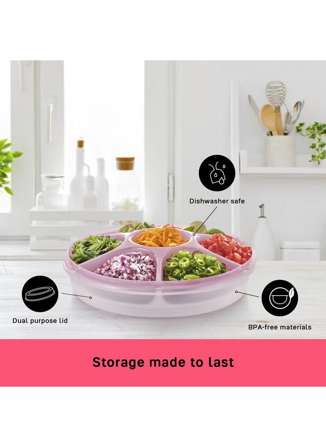 Tupperware Serving Center Set - 6 Compartment Serving Tray and Party Platter - Food Storage Container and Lid - Dishwasher Safe & BPA Free