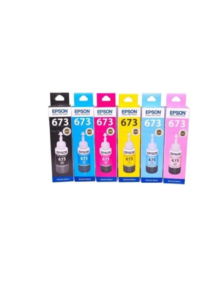 6-Piece 673 Refilling Ink Bottle For Printer 70ml Multicolour