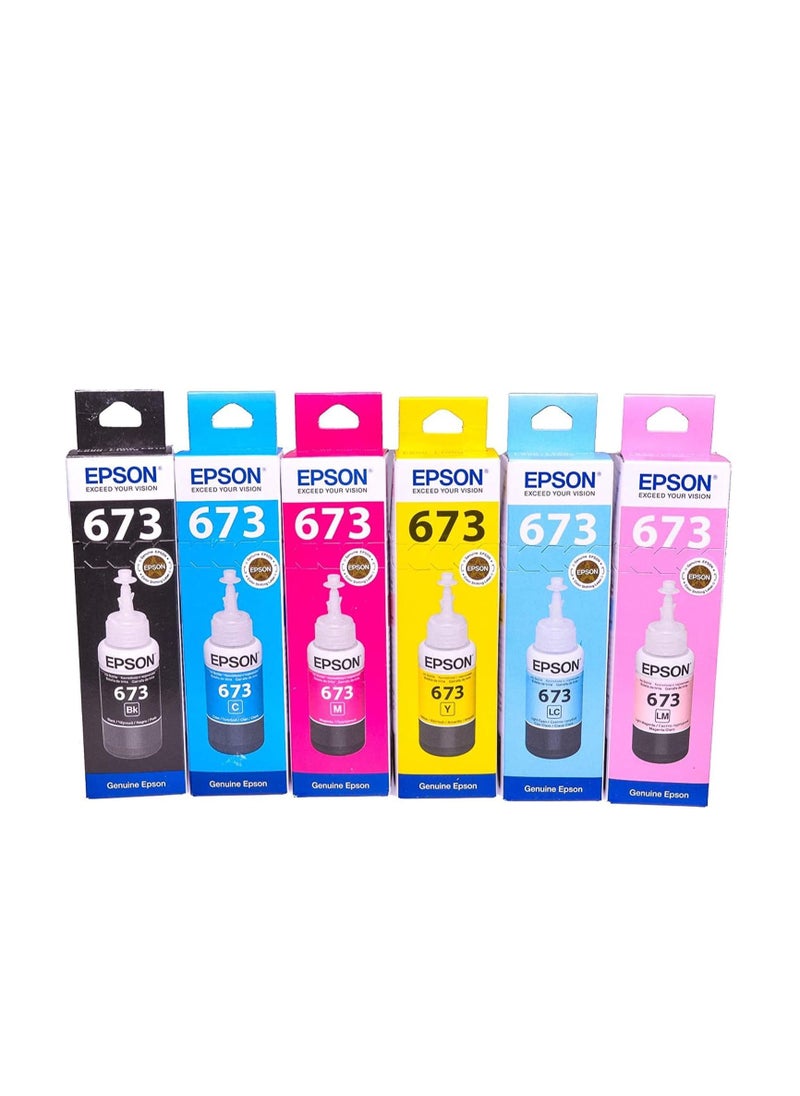 6-Piece 673 Refilling Ink Bottle For Printer 70ml Multicolour