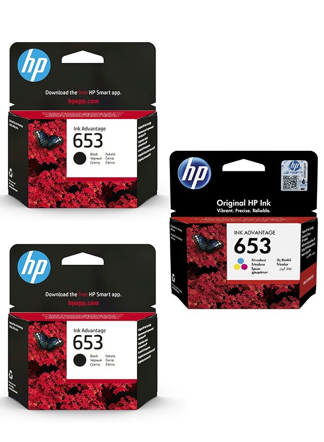 Original 653 2 One-color Advantage Ink Cartridge -3 Pack Black,Cyan,Magenta,Yellow