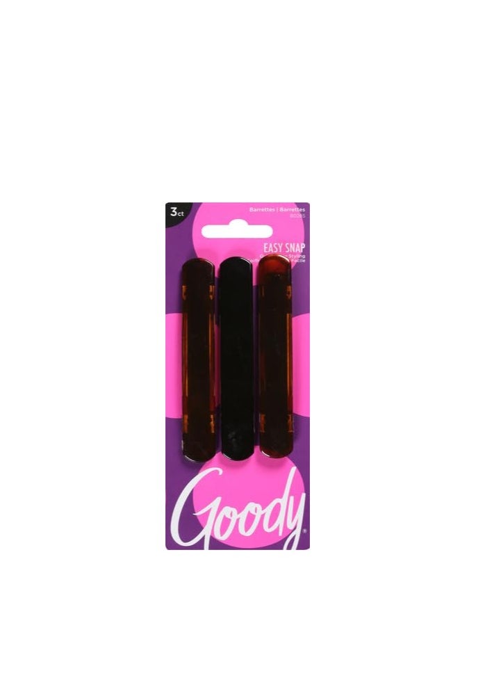 GOODY Classics Rounded Hair Barrette, Black & Tortoise, 3 Count