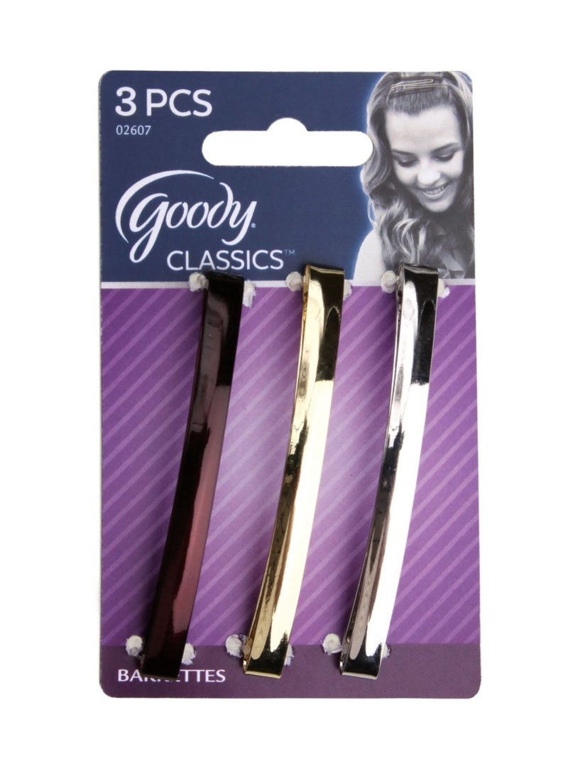 Goody Barrette 3 Metal Domed , - 3 Count - 3 Packs