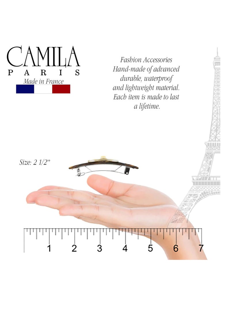 Camila Paris CP3370 French Hair Barrette Clip for Girls, Handmade Onyx and Alba, Strong Hold Grip Hair Clips for Women, No Slip and Durable Styling Girls Hair Accessories, Made in France