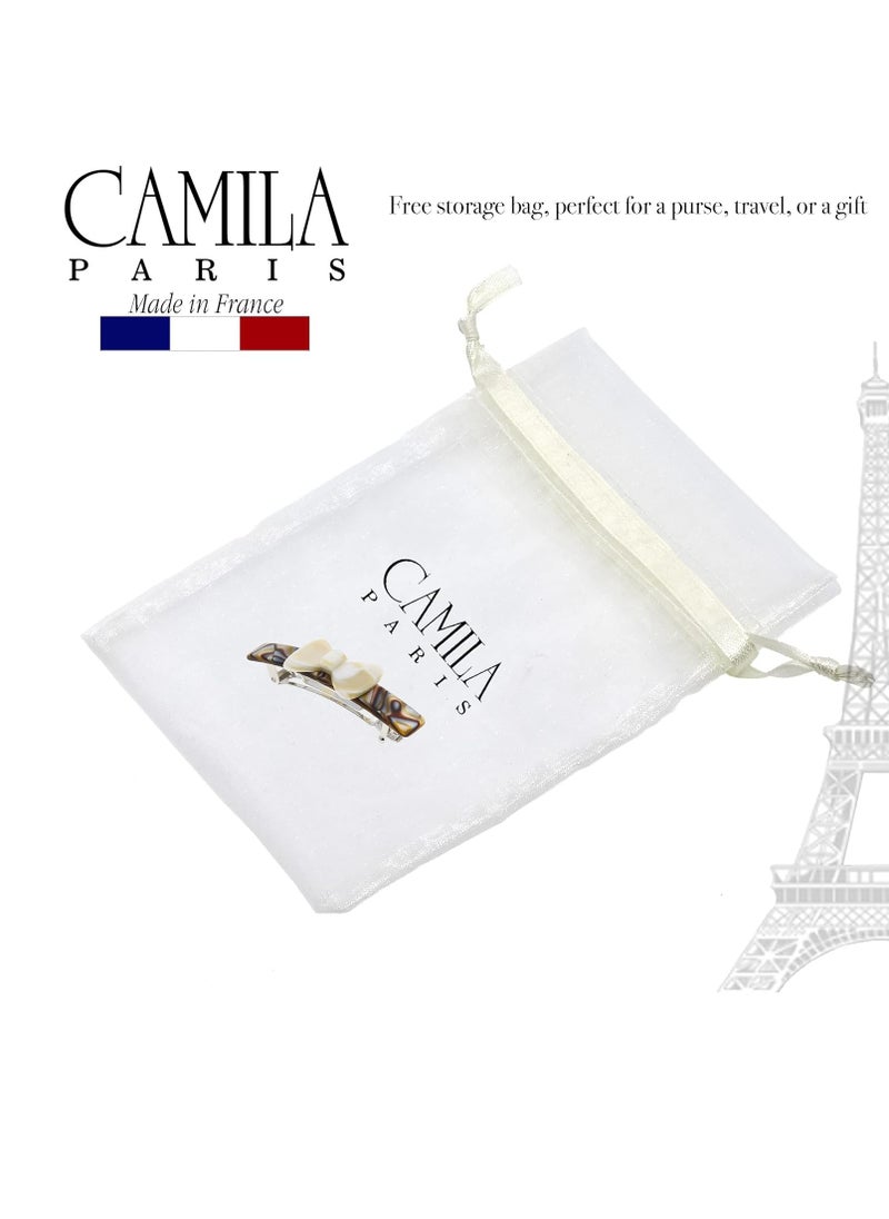 Camila Paris CP3370 French Hair Barrette Clip for Girls, Handmade Onyx and Alba, Strong Hold Grip Hair Clips for Women, No Slip and Durable Styling Girls Hair Accessories, Made in France