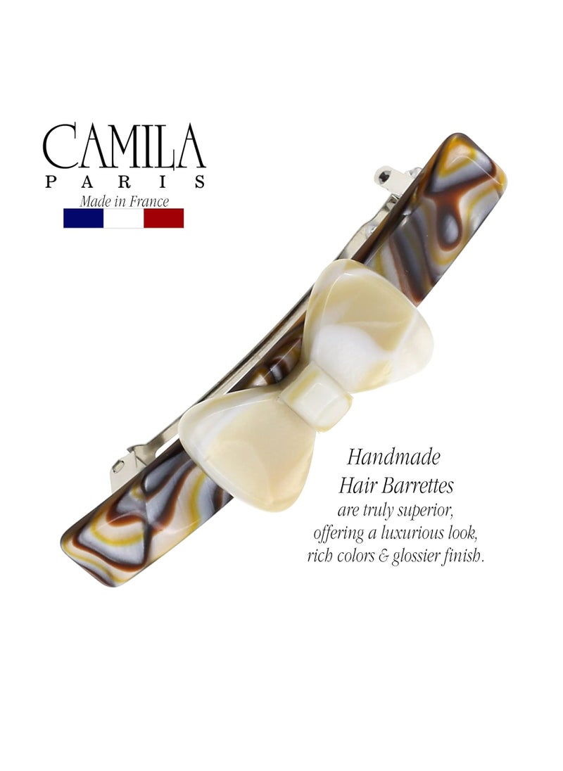 Camila Paris CP3370 French Hair Barrette Clip for Girls, Handmade Onyx and Alba, Strong Hold Grip Hair Clips for Women, No Slip and Durable Styling Girls Hair Accessories, Made in France